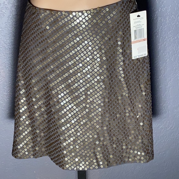 KENNETH COLE NY - NWT - sequin olive mini skirt, zipper - 12 - Picture 2 of 16
